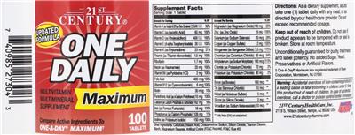 Photo of the 21st Century One Daily Maximum label