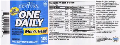 Photo of the 21st Century One Daily Men's Health with Lycopene label