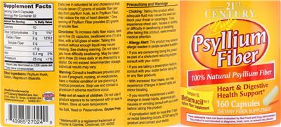 Photo of the 21st Century Psyllium Fiber label
