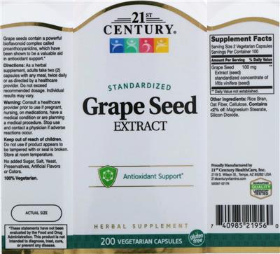 Photo of the 21st Century Grape Seed Extract label