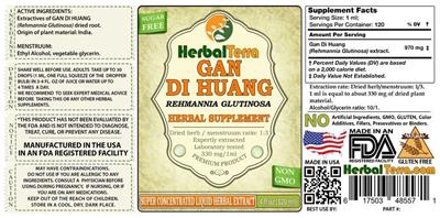 Photo of the Herbal Terra Gan Di Huang label