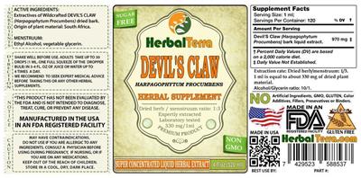 Photo of the Herbal Terra Devil's Claw Sugar Free label