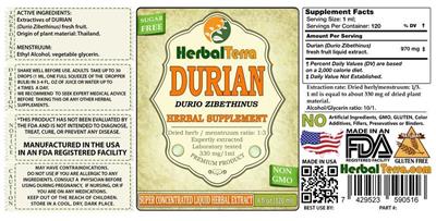 Photo of the Herbal Terra Durian label