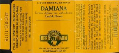 Photo of the Herb Pharm Damiana label