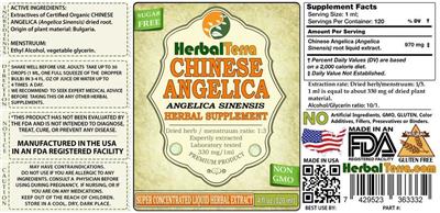 Photo of the Herbal Terra Chinese Angelica Angelica sinensis label