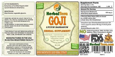 Photo of the Herbal Terra Goji label
