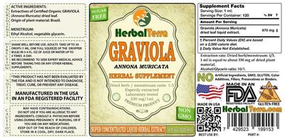 Photo of the Herbal Terra Graviola label