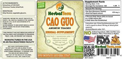 Photo of the Herbal Terra Cao Guo Sugar Free label
