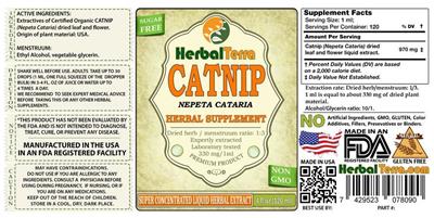 Photo of the Herbal Terra Catnip Sugar Free label