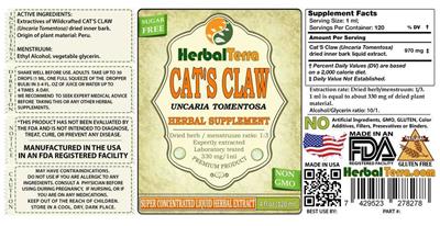 Photo of the Herbal Terra Cat's Claw Sugar Free label