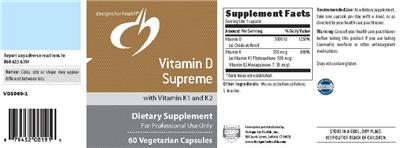 Product label for Vitamin D Supreme with Vitamin K1 and K2