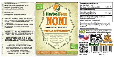 Photo of the Herbal Terra Noni label