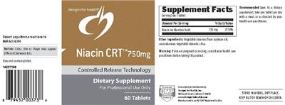 Photo of the Designs for Health Niacin CR 750 mg label