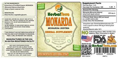 Photo of the Herbal Terra Monarda Monarda didyma label