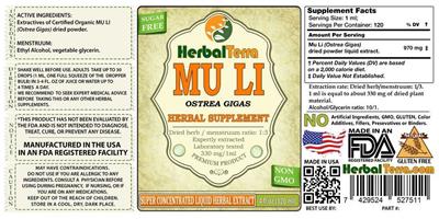 Photo of the Herbal Terra Mu Li label