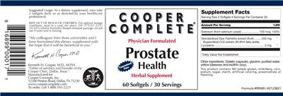 Photo of the Cooper Complete Prostate Health label