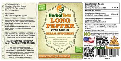 Photo of the Herbal Terra Long Pepper label