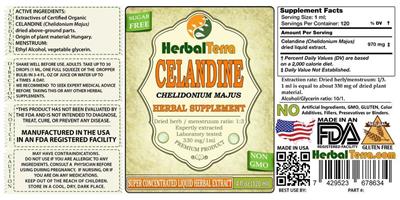 Photo of the Herbal Terra Celandine Sugar Free label