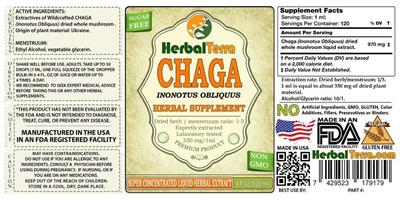 Photo of the Herbal Terra Chaga Sugar Free label