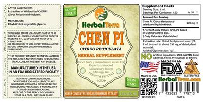 Photo of the Herbal Terra Chen Pi Sugar Free label