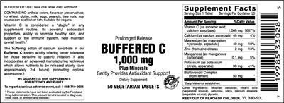 Photo of the Vitamer Laboratories Buffered C 1,000 mg Plus Minerals label