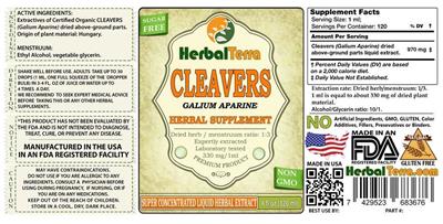 Photo of the Herbal Terra Cleavers Sugar Free label