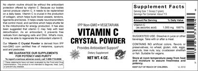 Photo of the Vitamer Laboratories Vitamin C Crystal Powder label