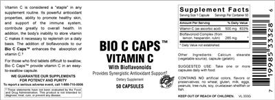 Photo of the Vitamer Laboratories Bio C Caps Vitamin C label