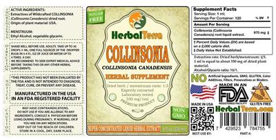 Photo of the Herbal Terra Collinsonia Sugar Free label