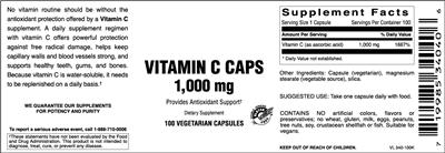 Photo of the Vitamer Laboratories Vitamin C Caps 1,000 mg label
