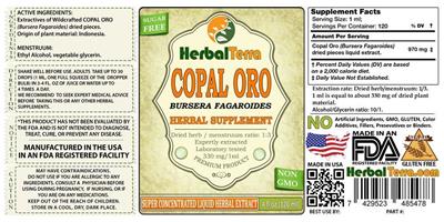 Photo of the Herbal Terra Copal Oro Sugar Free label