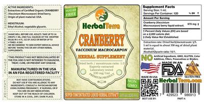 Photo of the Herbal Terra Cranberry Sugar Free label