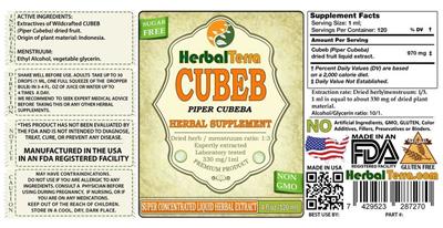 Photo of the Herbal Terra Cubeb Sugar Free label