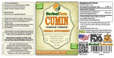 Photo of the Herbal Terra Cumin Sugar Free label