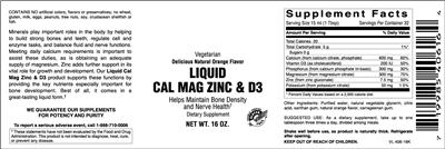 Photo of the Vitamer Laboratories Liquid Cal Mag Zinc & D3 label