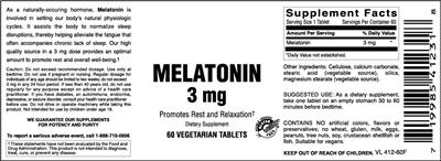 Photo of the Vitamer Laboratories Melatonin 3 mg label
