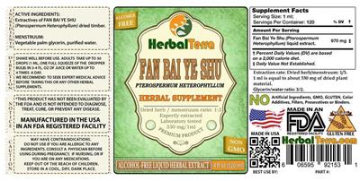 Photo of the Herbal Terra Fan Bai Ye Shu Alcohol Free label