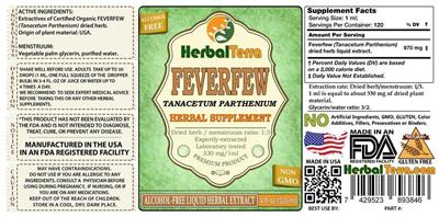 Photo of the Herbal Terra Feverfew Alcohol Free label