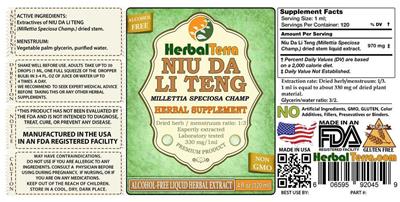 Photo of the Herbal Terra Niu Da Li Teng Alcohol Free label