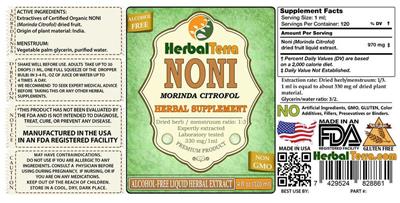 Photo of the Herbal Terra Noni Alcohol Free label