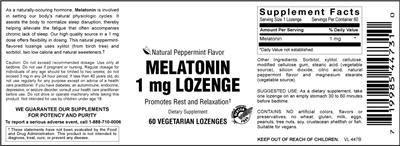 Photo of the Vitamer Laboratories Melatonin 1 mg Lozenge Natural Peppermint Flavor label
