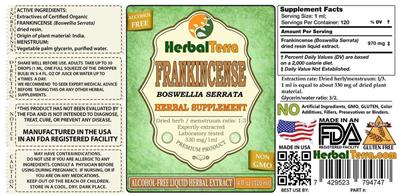 Photo of the Herbal Terra Frankincense Alcohol Free label