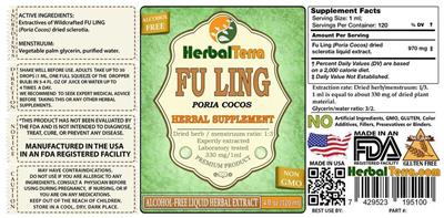 Product label for Fu Ling Alcohol Free