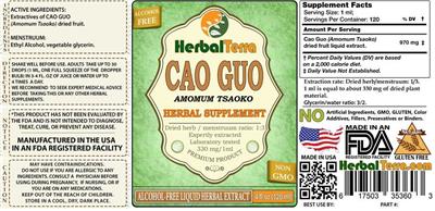 Photo of the Herbal Terra Cao Guo Alcohol Free label