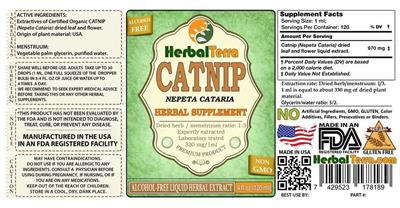 Photo of the Herbal Terra Catnip Alcohol Free label