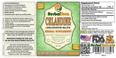 Photo of the Herbal Terra Celandine Alcohol Free label