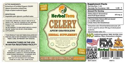 Photo of the Herbal Terra Celery Alcohol Free label