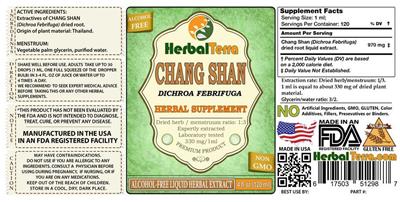 Photo of the Herbal Terra Chang Shan Alcohol Free label