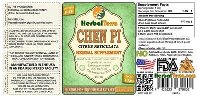 Photo of the Herbal Terra Chen Pi Alcohol Free label
