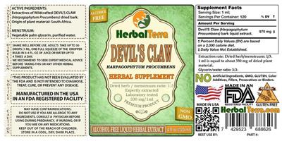 Photo of the Herbal Terra Devil's Claw Alcohol Free label